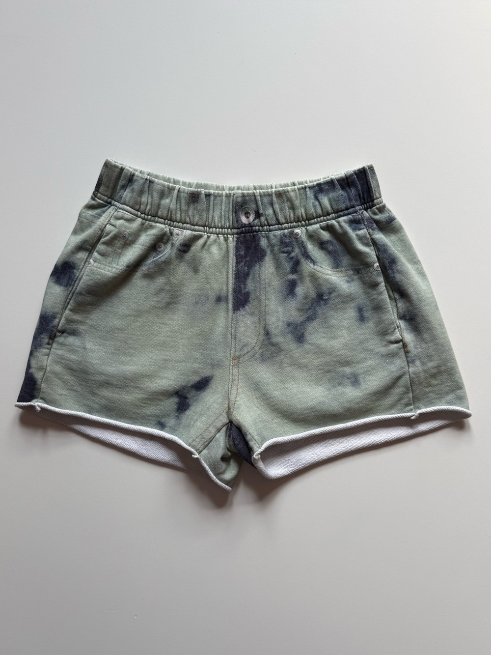 Rag & Bone Women’s Miramar Faux Jeans Knit Shorts in Green Oasis - Size XXS